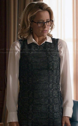 Wornontv Elizabeths Tweed Pencil Dress With Contrast Stitching On Madam Secretary Téa Leoni