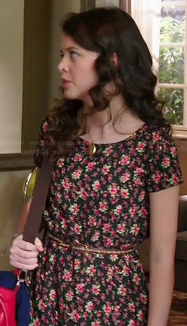 Frankie's black floral short sleeved dress on Degrassi
