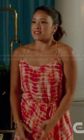 Jane's pink and orange tie dyed dress on Jane the Virgin