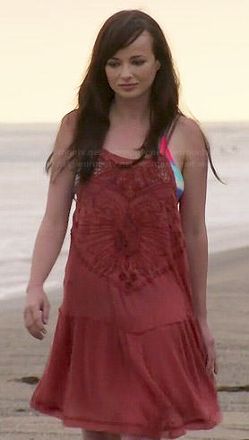 Jenna’s red embroidered front beach dress on Awkward