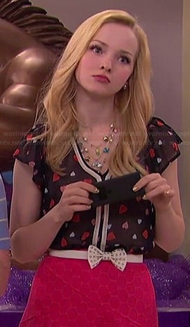 Liv's heart print blouse and red polka dot skirt on Liv and Maddie