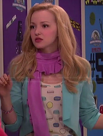 Liv's macaron printed tee and blue blazer on Liv and Maddie