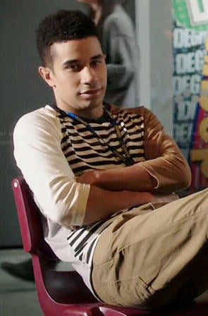 Mike’s striped tee with different colored sleeves on Degrassi