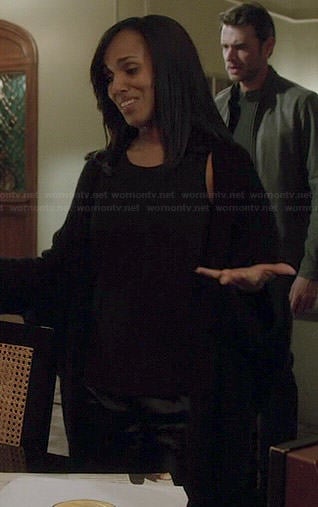 Olivia’s long black ribbed cardigan on Scandal