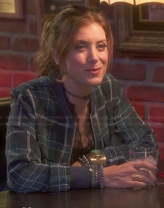 Rebecca's green plaid bomber jacket on Bad Judge