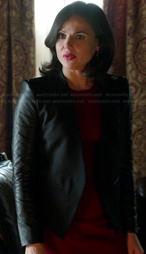 Regina’s black leather sleeved blazer on Once Upon a Time