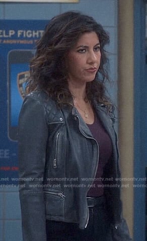 Rosa’s black leather moto jacket on Brooklyn Nine-Nine