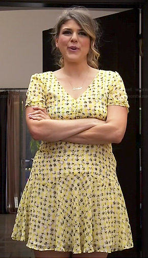 Sadie’s yellow floral and checked dress on Awkward