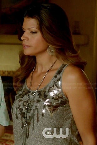 Xiomara's grey sequinned tank top on Jane the Virgin