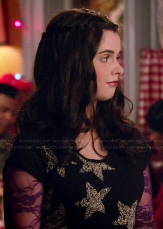 Bay's black star tee on Switched at Birth