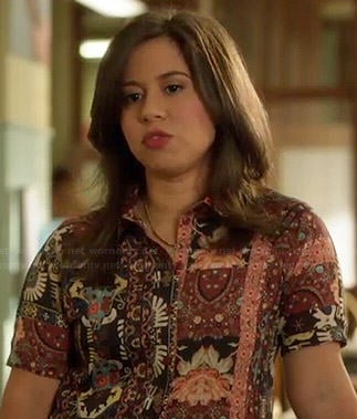 Chloe's mixed print short sleeve shirt on Manhattan Love Story