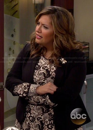 Cristela's black and white floral long sleeve dress on Cristela