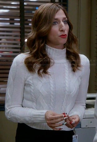 Gina's white cropped cable knit sweater on Brooklyn Nine-Nine