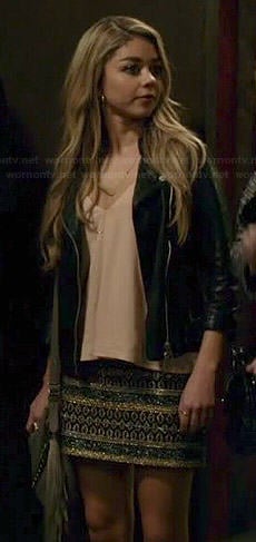 Haley’s light pink camisole top and leather jacket on Modern Family