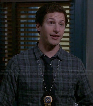 Jake's blue and green plaid shirt on Brooklyn Nine-Nine