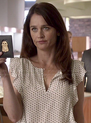Lisbon's printed ruffled top on The Mentalist