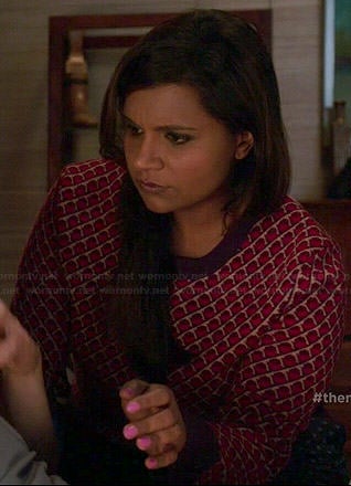 Mindy's red dot patterned sweater on The Mindy Project