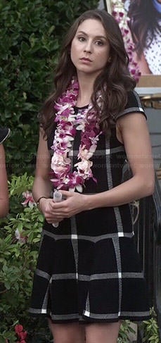 Spencer’s black checked drop waist dress on Pretty Little Liars