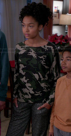 Zoey’s camo sweater on Black-ish