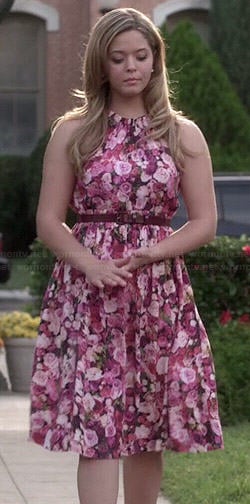 Ali's pink floral funeral dress on Pretty Little Liars