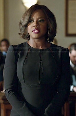 Annalise's black long sleeved dress with cutouts on How to Get Away with Murder