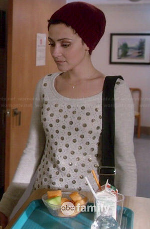 April’s grey sequin dotted sweater on Chasing Life
