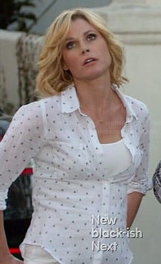 Claire’s white dotted shirt on Modern Family