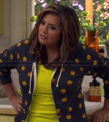 Cristela's peach print hoodie on Cristela