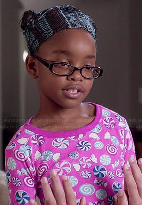 Diane's pink candy print pajamas on Black-ish