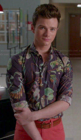 Kurt's navy blue floral shirt on Glee