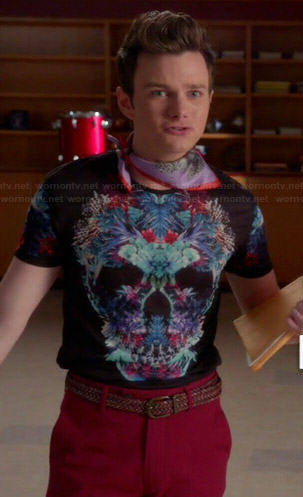 Kurt's floral skull graphic tee on Glee
