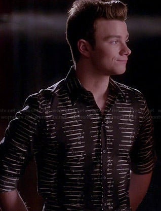 Kurt’s black sword print shirt on Glee