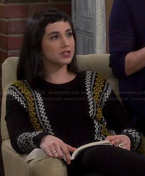 Mandy's black and yellow fair isle sweater on Last Man Standing