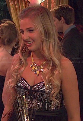 Marisa's strapless studded dress with feathers on KC Undercover
