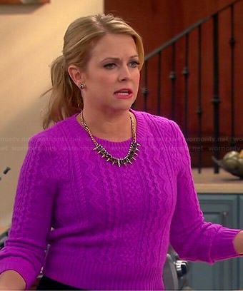 Mel's pink cable knit sweater on Melissa and Joey