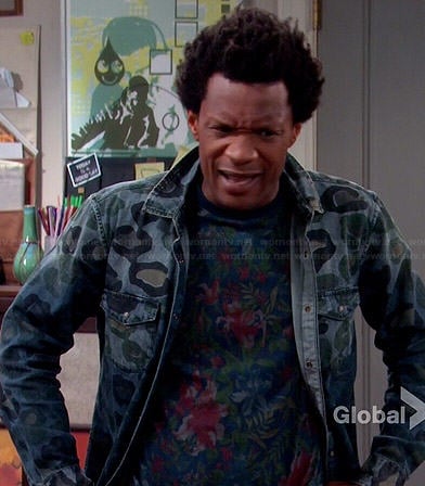 Motif's denim leopard print shirt on Mulaney