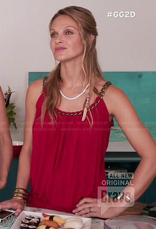 Phoebe's red chain strap dress on Girlfriends Guide to Divorce