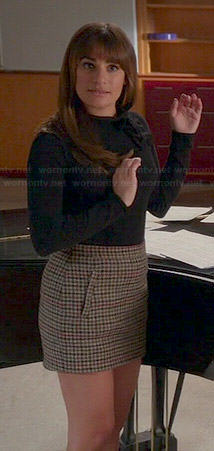 Rachel’s black bow sweater and houndstooth skirt on Glee