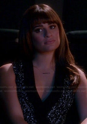 Rachel's black and white printed wrap dress on Glee
