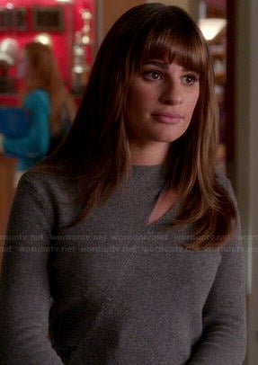 Rachel's grey cutout sweater on Glee