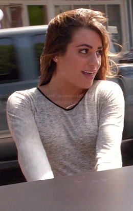 Rachel's grey long sleeved tee with black trim on Glee