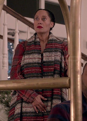 Rainbow’s long striped blanket vest on Black-ish