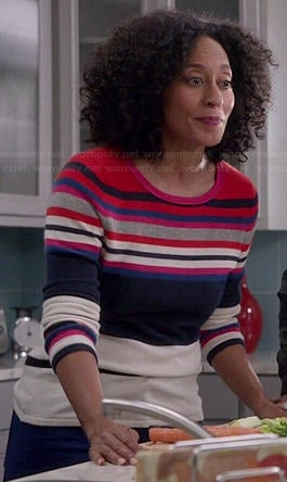 Rainbow's multi colored stripe sweater on Black-ish