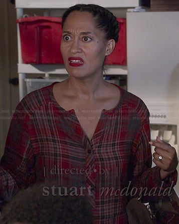 Rainbow's red plaid blouse on Black-ish