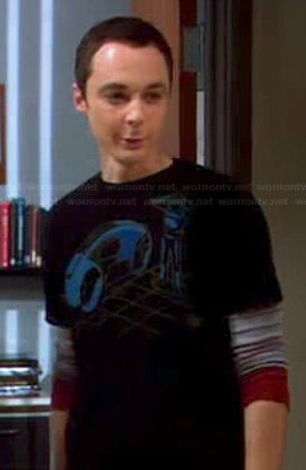 Sheldon's black graphic shirt on The Big Bang Theory