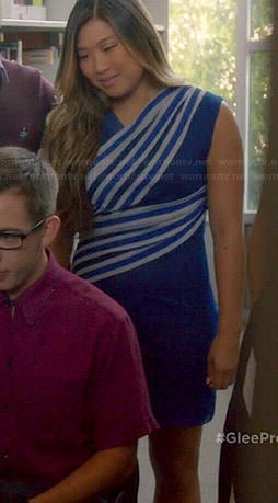 Tina's blue diagonal striped dress on Glee