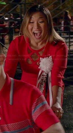 Tina's red cutout dress on Glee