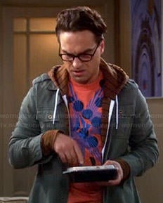 Leonard's orange and blue graphic tee on The Big Bang Theory