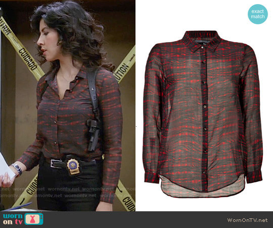 The Kooples Cotton-Silk Plaid Shirt worn by Rosa Diaz (Stephanie Beatriz) on Brooklyn Nine-Nine