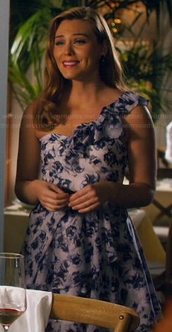 AnnaBeth’s purple floral one-shouldered dress on Hart of Dixie